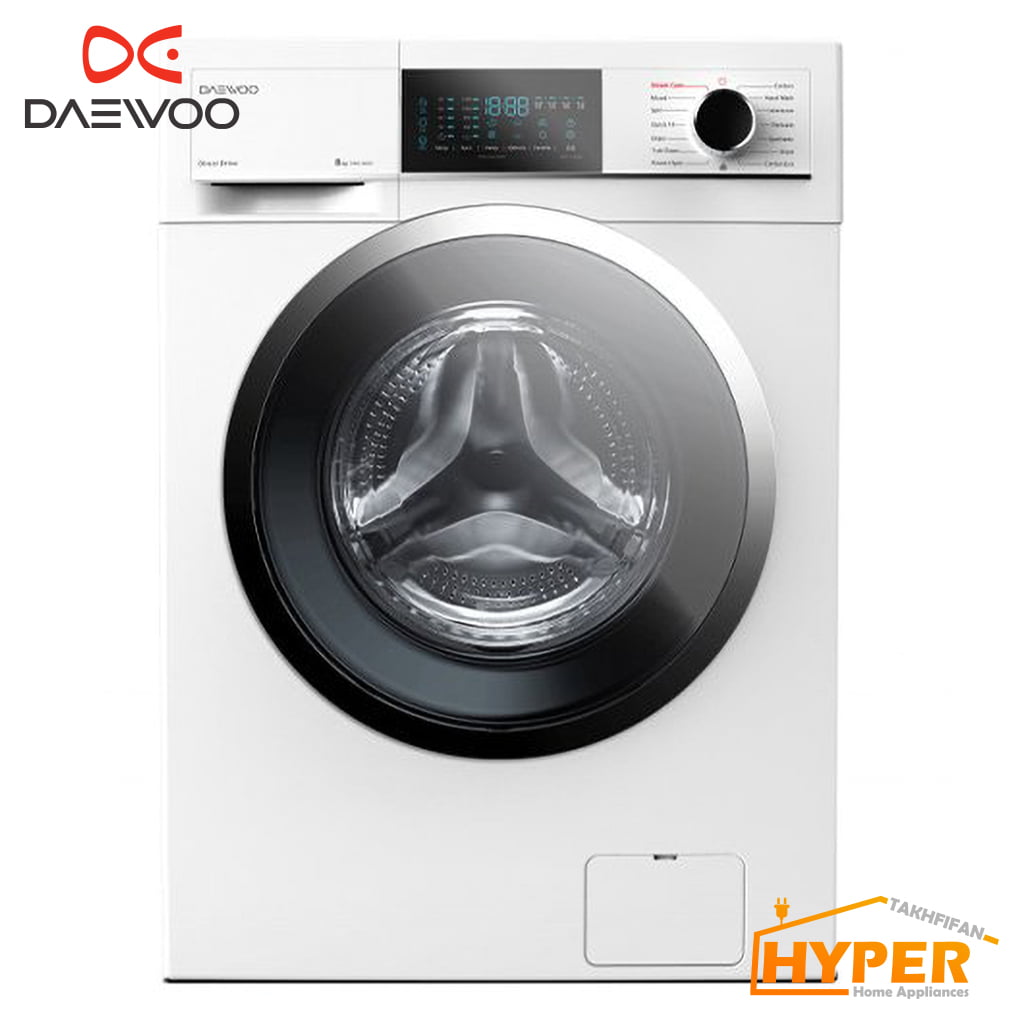 ماشین لباسشویی دوو DWK-8140 سفید پنل سفید 8 کیلویی